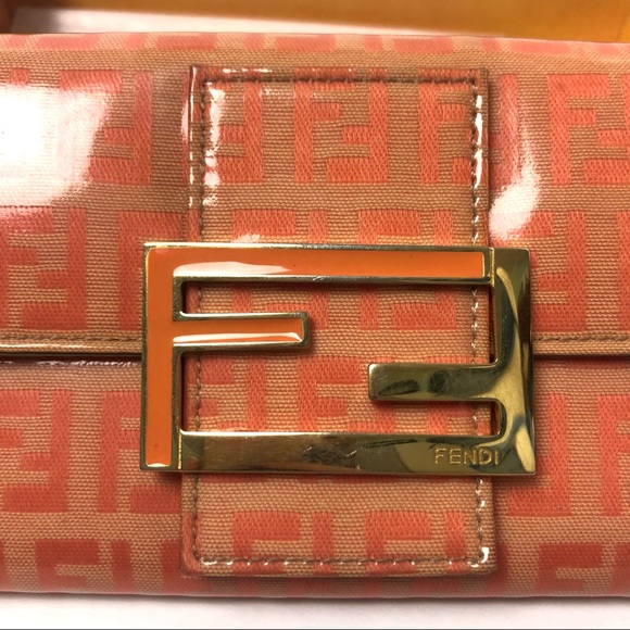 Fendi Zucca Coral Tri Fold Long Wallet Vintage in Box - Picture 9 of 10